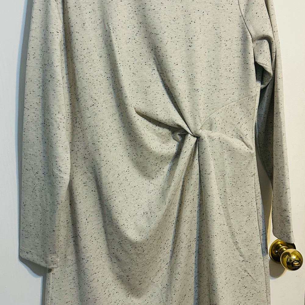 LOFT Speckled Cream Knit Dress with Black Flecks